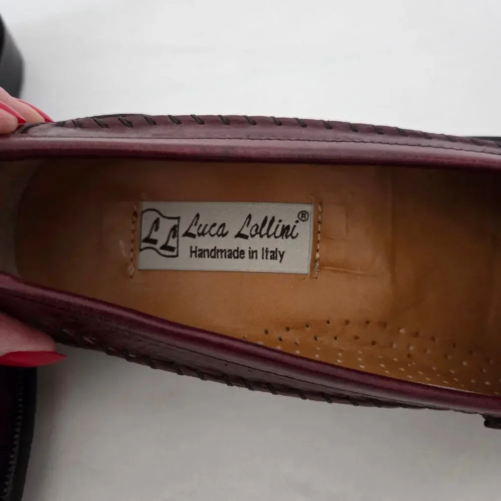 Vtg Luca Lollini Exotic Genuine Ostrich Leather Handmade Italian Loafers Men's 8